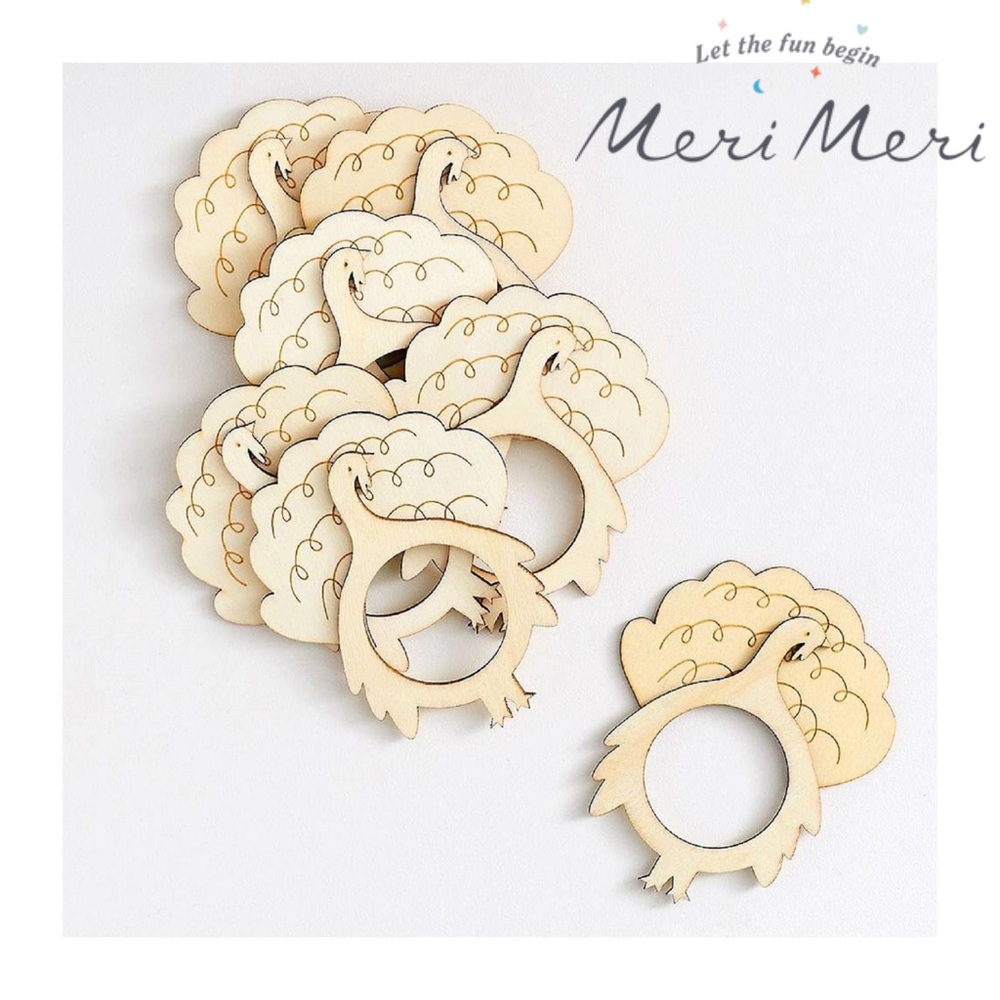 MERI MERI WOODEN TURKEY NAPKIN RINGS